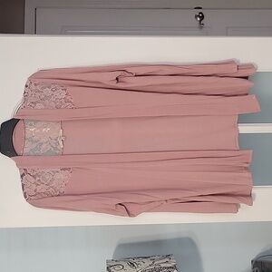 41 HAWTHORNE Blush Ribbed Laced Cardigan